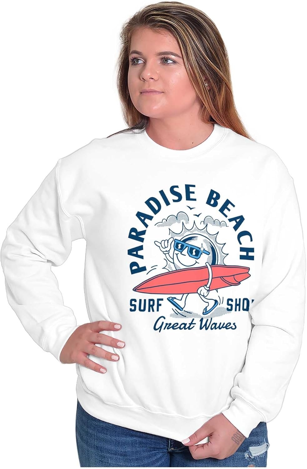 image:imageParadise Beach Great Waves Surf Sun Sweatshirt for Men or WomenWhite