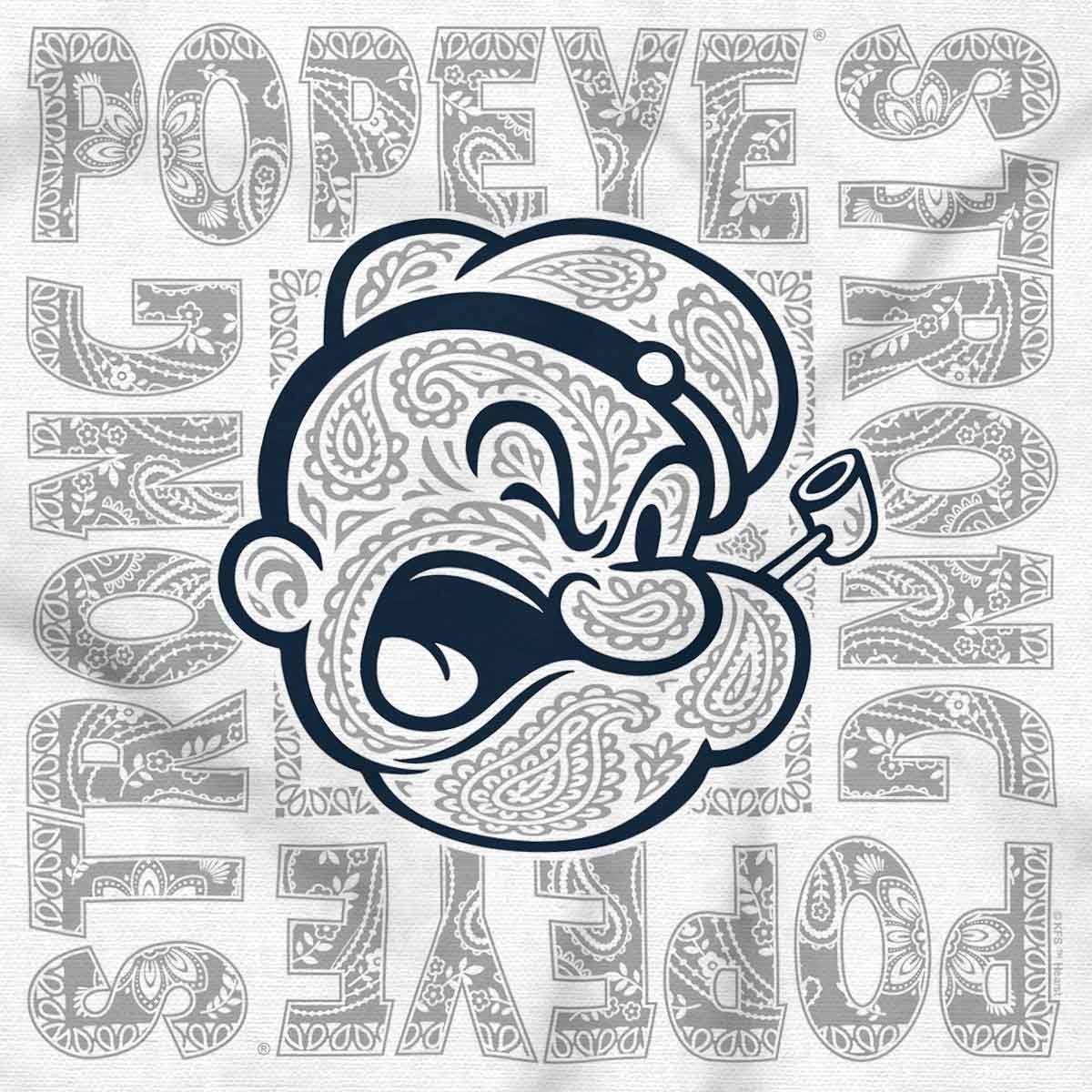 image:imagePopeye Cartoon Paisley Bandana Pattern Baby Romper Boys or GirlsWhite Popeye Strong