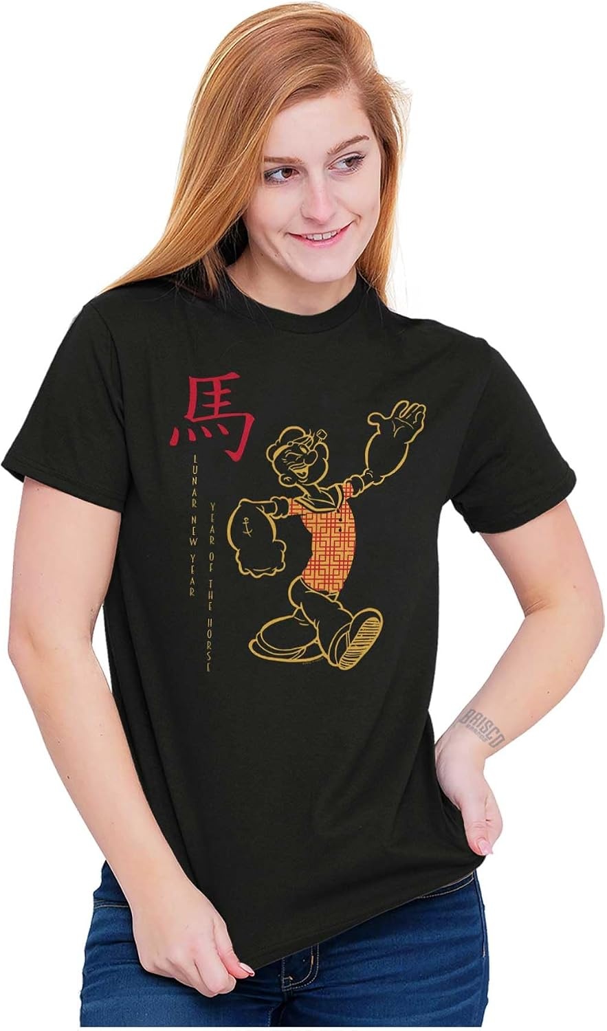 image:imagePopeye Chinese Lunar New Year Cartoon Graphic T Shirt Men or WomenBlack
