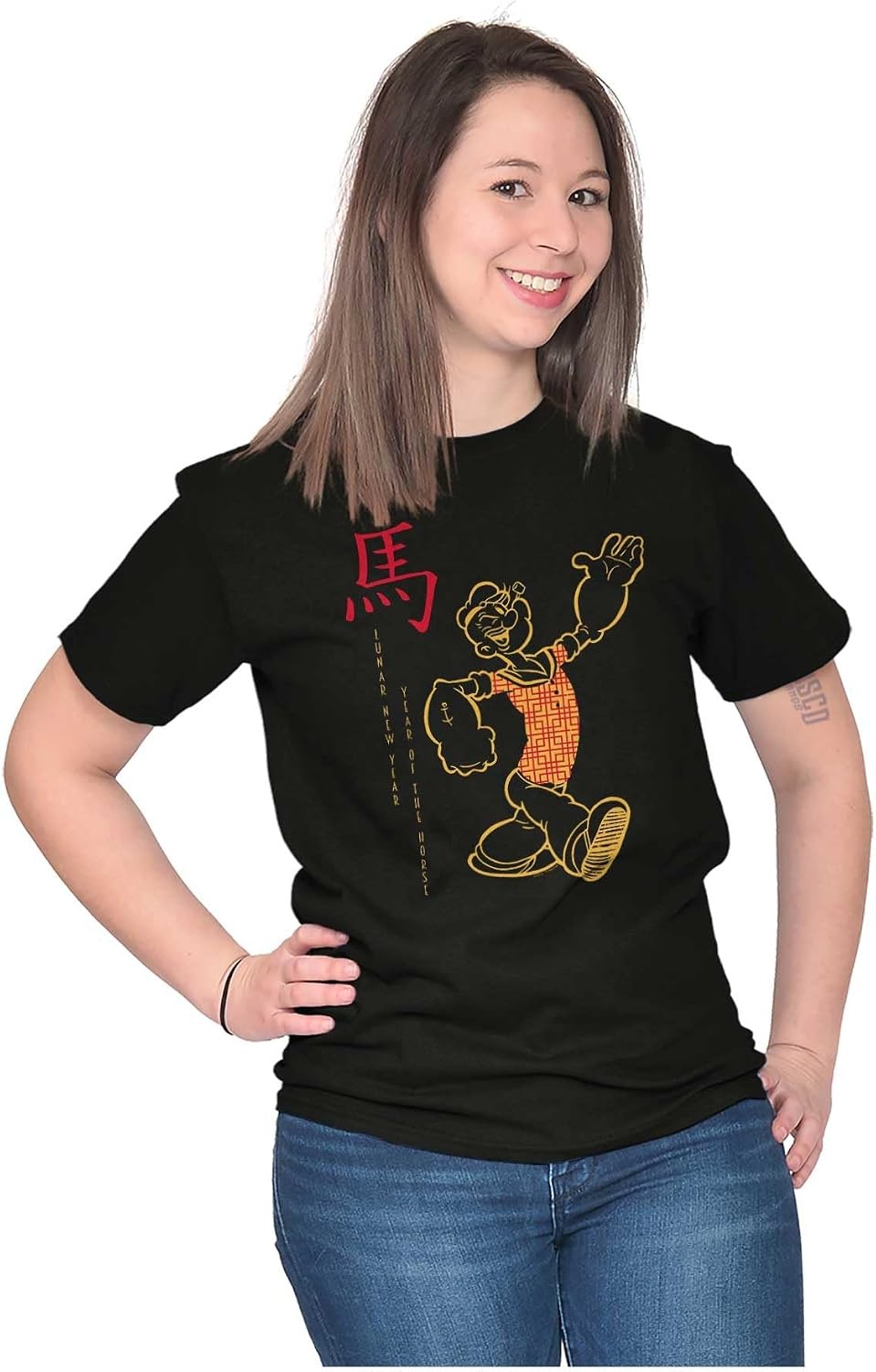 image:imagePopeye Chinese Lunar New Year Cartoon Graphic T Shirt Men or WomenBlack