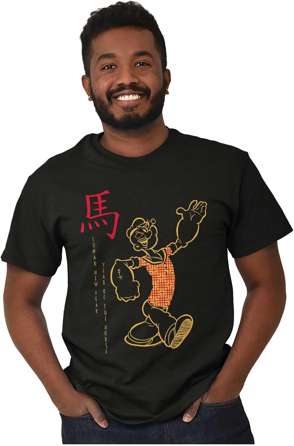 image:imagePopeye Chinese Lunar New Year Cartoon Graphic T Shirt Men or WomenBlack