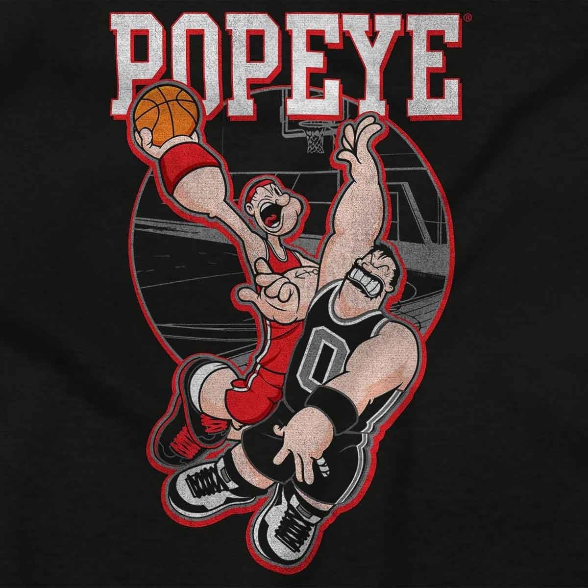 image:imagePopeye Sports Basketball Hoops Team Player Baby Romper Boys or GirlsBlack Bluto Defense
