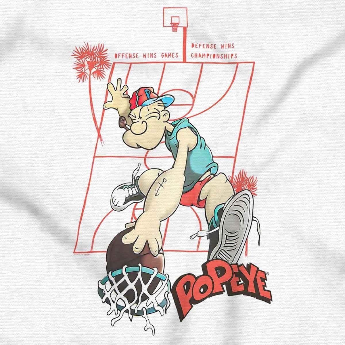 image:imagePopeye Sports Basketball Hoops Team Player Baby Romper Boys or GirlsWhite Slam Dunk
