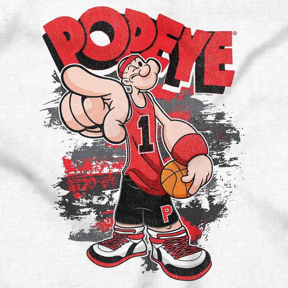 image:imagePopeye Sports Basketball Hoops Team Player Baby Romper Boys or GirlsWhite Urban Athlete