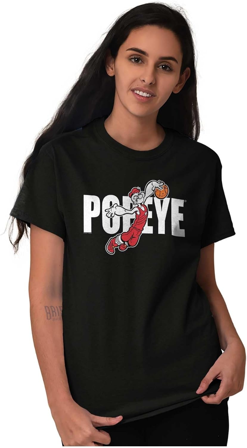 image:imagePopeye Sports Basketball Hoops Team Player Graphic T Shirt Men or WomenBlack Basketball Player