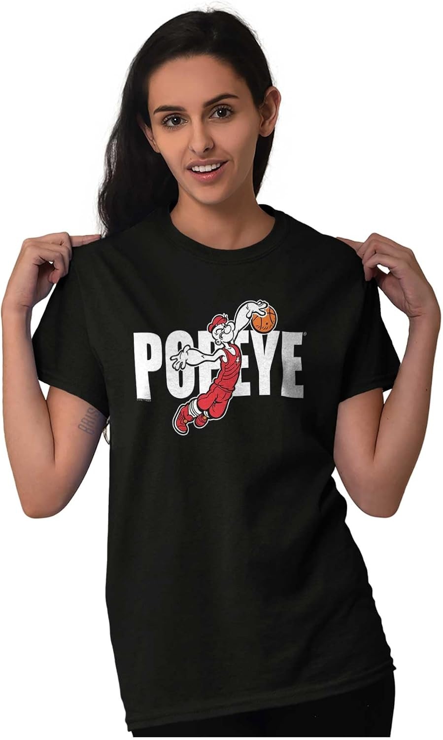 image:imagePopeye Sports Basketball Hoops Team Player Graphic T Shirt Men or WomenBlack Basketball Player