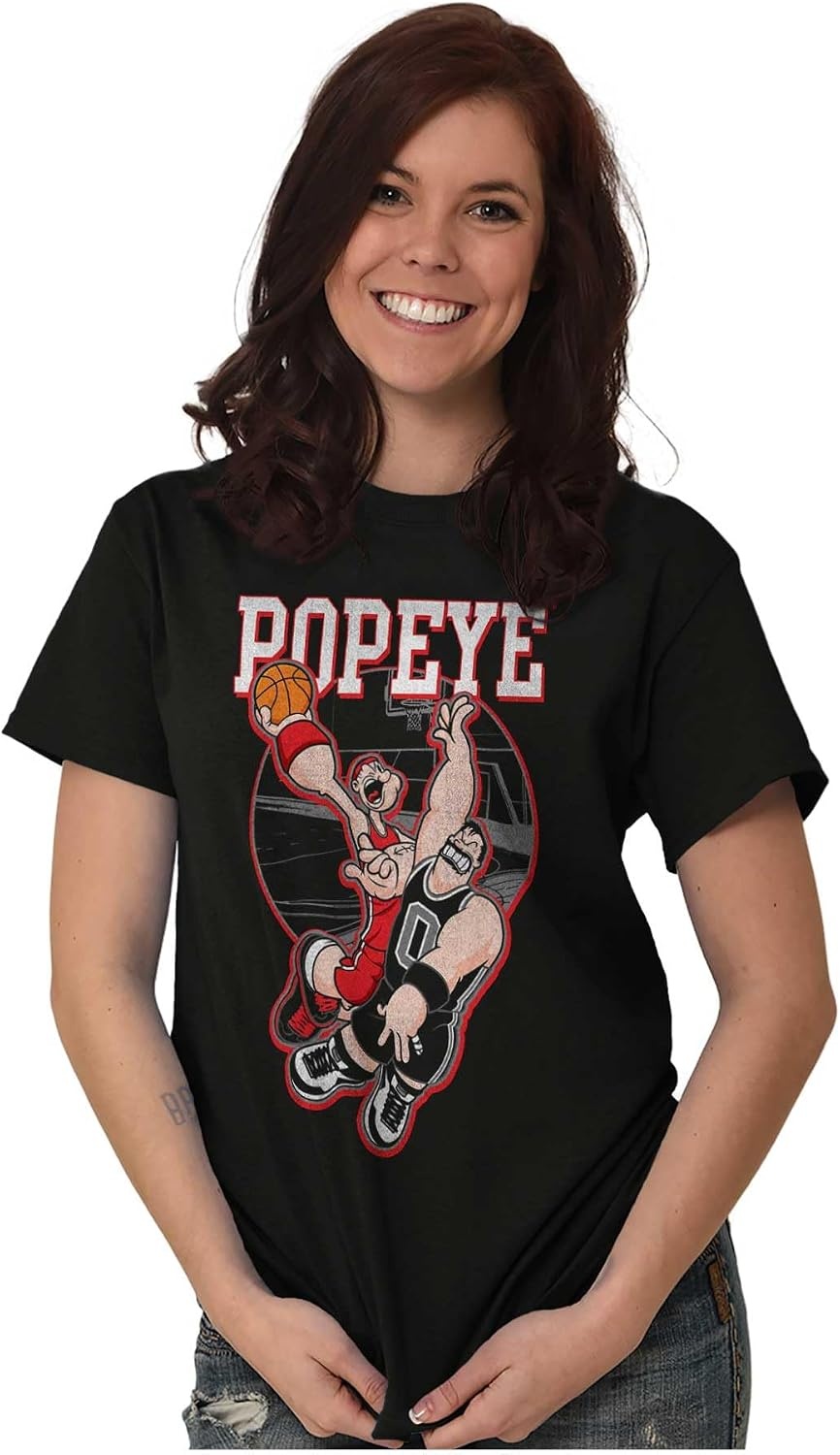 image:imagePopeye Sports Basketball Hoops Team Player Graphic T Shirt Men or WomenBlack Bluto Defense