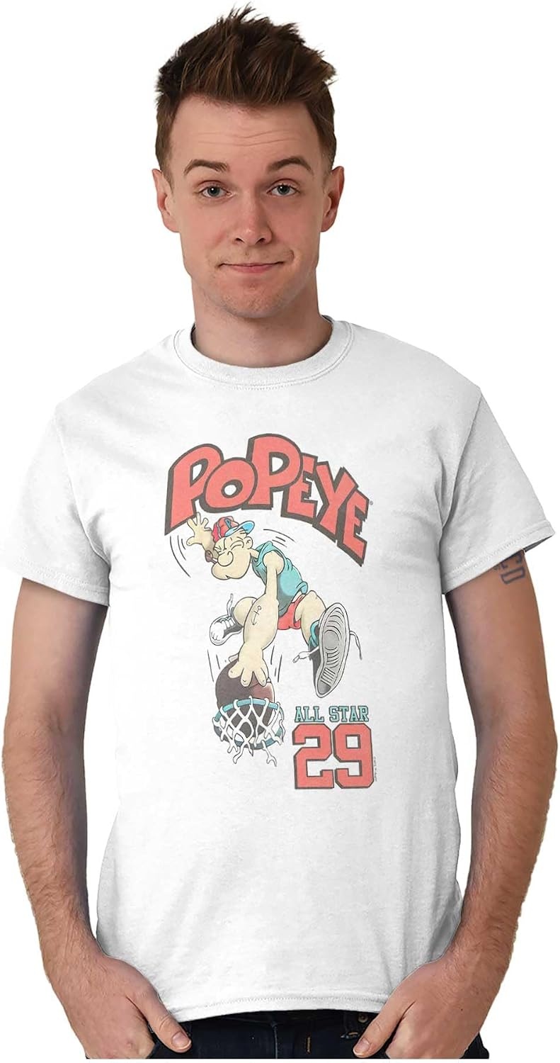 image:imagePopeye Sports Basketball Hoops Team Player Graphic T Shirt Men or WomenWhite All Star Dunk