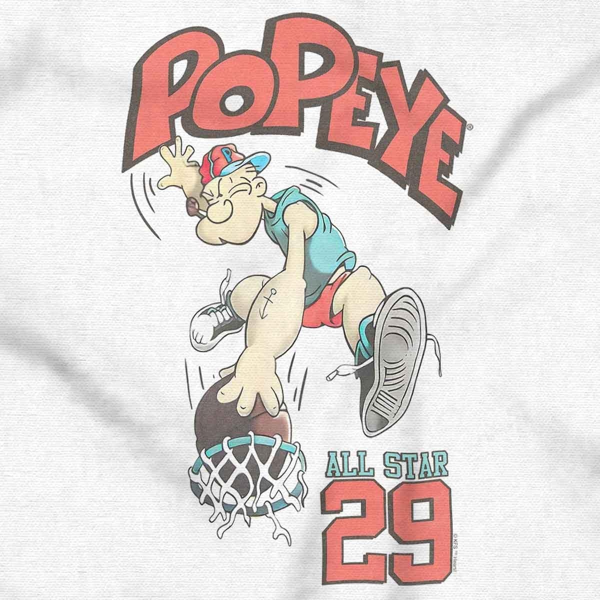 image:imagePopeye Sports Basketball Hoops Team Player Graphic T Shirt Men or WomenWhite All Star Dunk