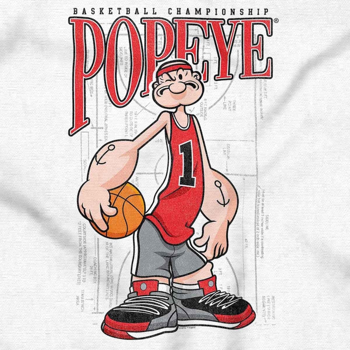 image:imagePopeye Sports Basketball Hoops Team Player Graphic T Shirt Men or WomenWhite Sport Gameplay