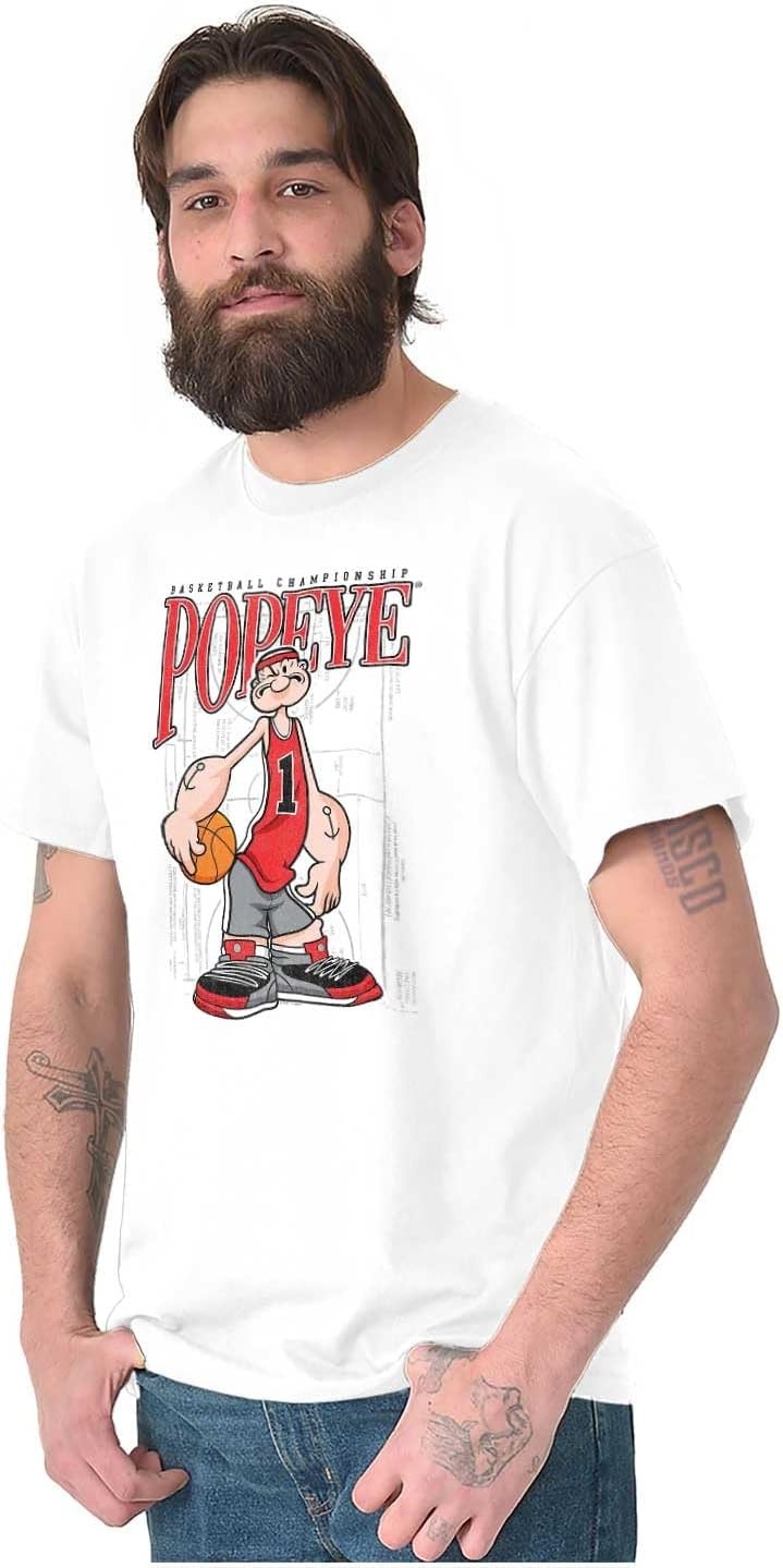 image:imagePopeye Sports Basketball Hoops Team Player Graphic T Shirt Men or WomenWhite Sport Gameplay