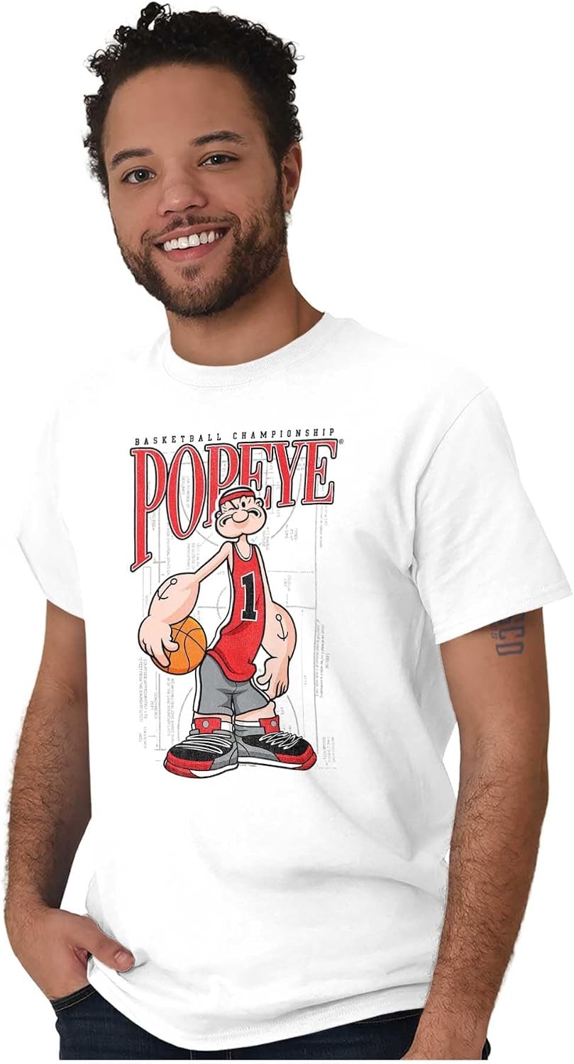 image:imagePopeye Sports Basketball Hoops Team Player Graphic T Shirt Men or WomenWhite Sport Gameplay