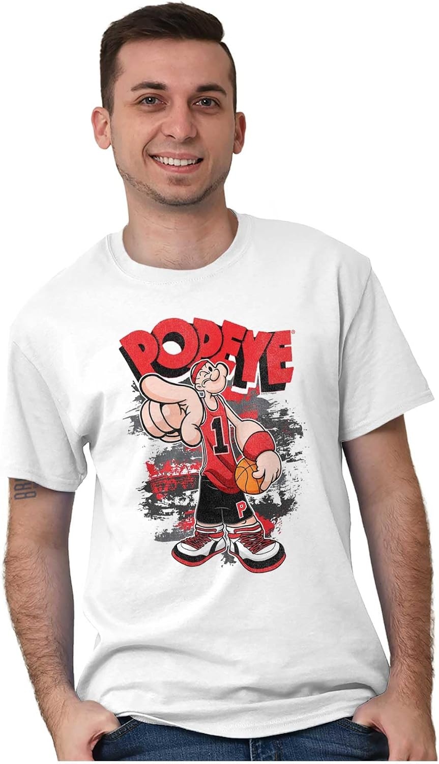 image:imagePopeye Sports Basketball Hoops Team Player Graphic T Shirt Men or WomenWhite Urban Athlete