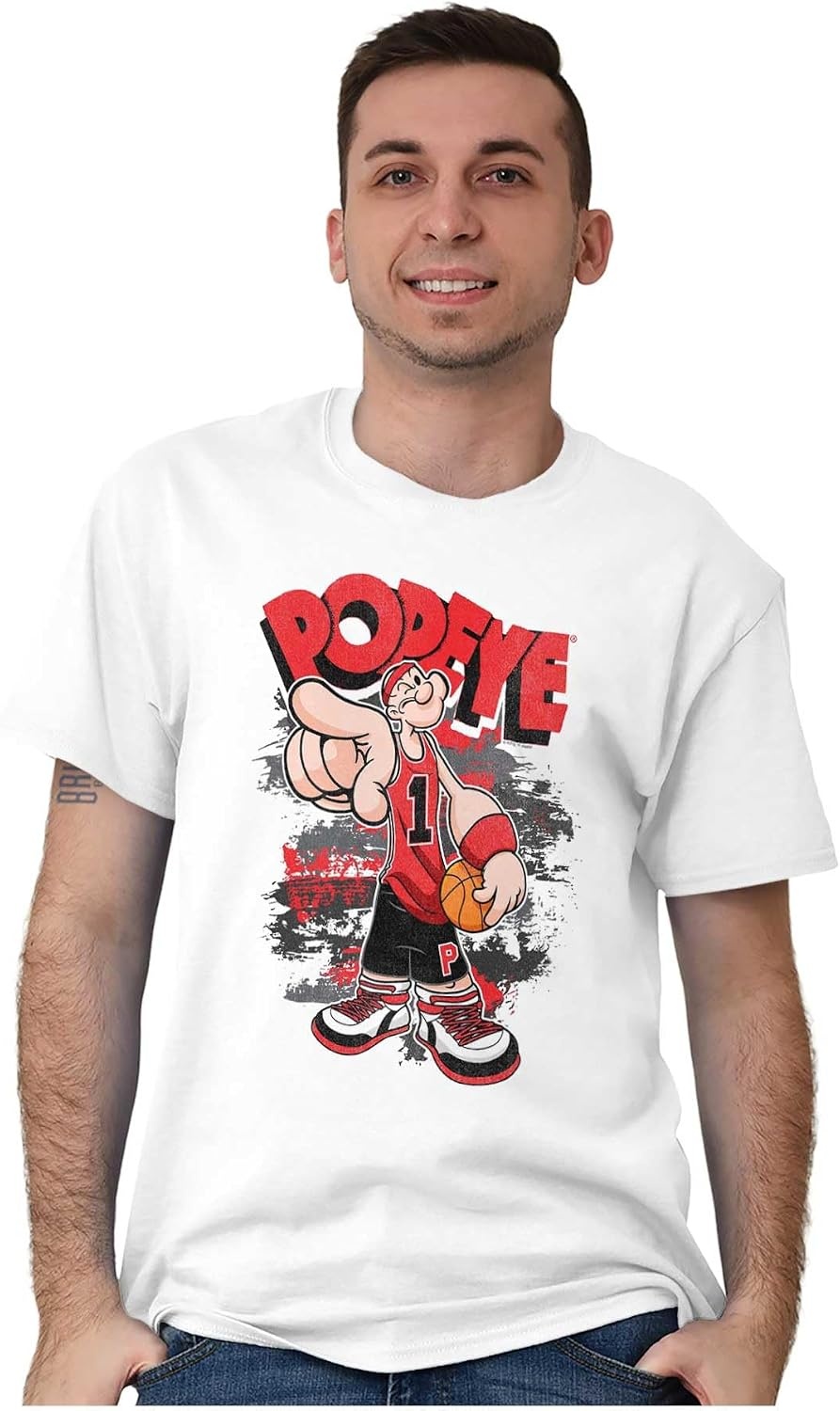 image:imagePopeye Sports Basketball Hoops Team Player Graphic T Shirt Men or WomenWhite Urban Athlete