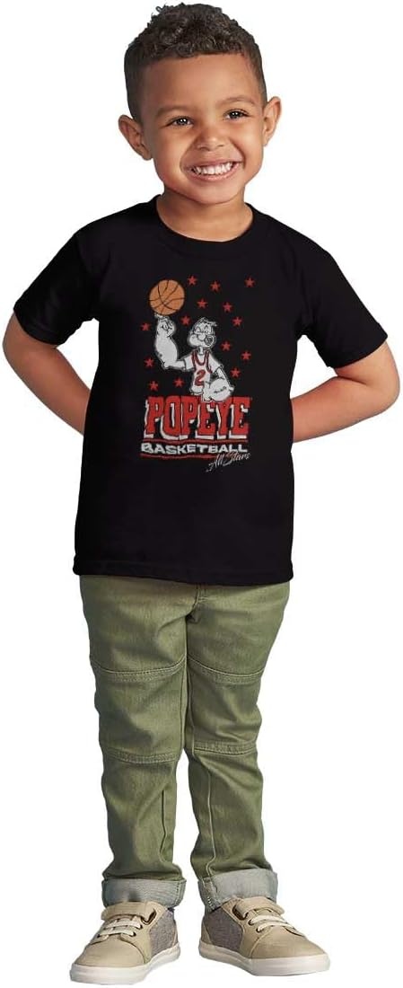 image:imagePopeye Sports Basketball Hoops Team Player Toddler Baby Graphic T ShirtBlack Basketball Finger Spin