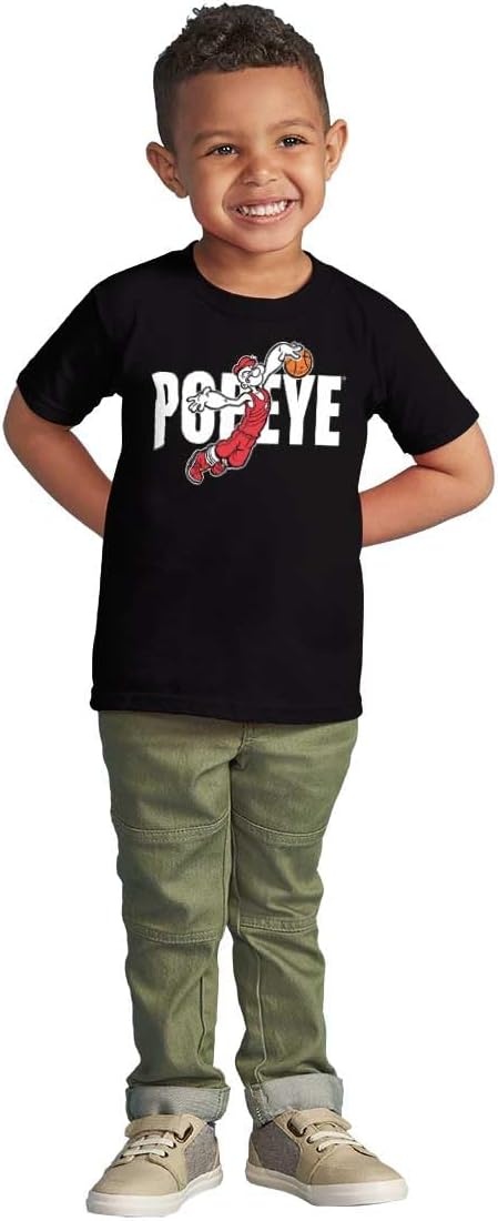 image:imagePopeye Sports Basketball Hoops Team Player Toddler Baby Graphic T ShirtBlack Basketball Player