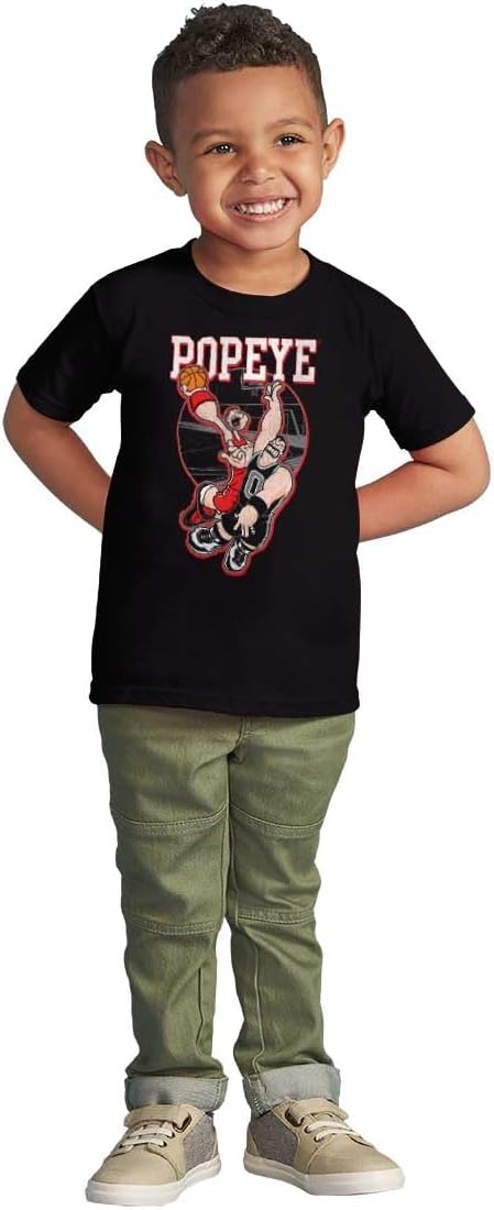 image:imagePopeye Sports Basketball Hoops Team Player Toddler Baby Graphic T ShirtBlack Bluto Defense