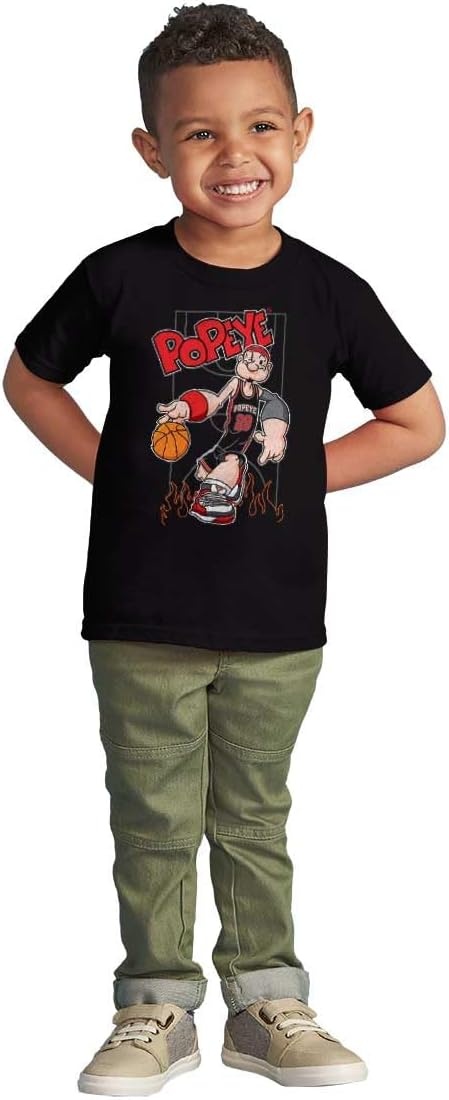 image:imagePopeye Sports Basketball Hoops Team Player Toddler Baby Graphic T ShirtBlack Fire Dribble