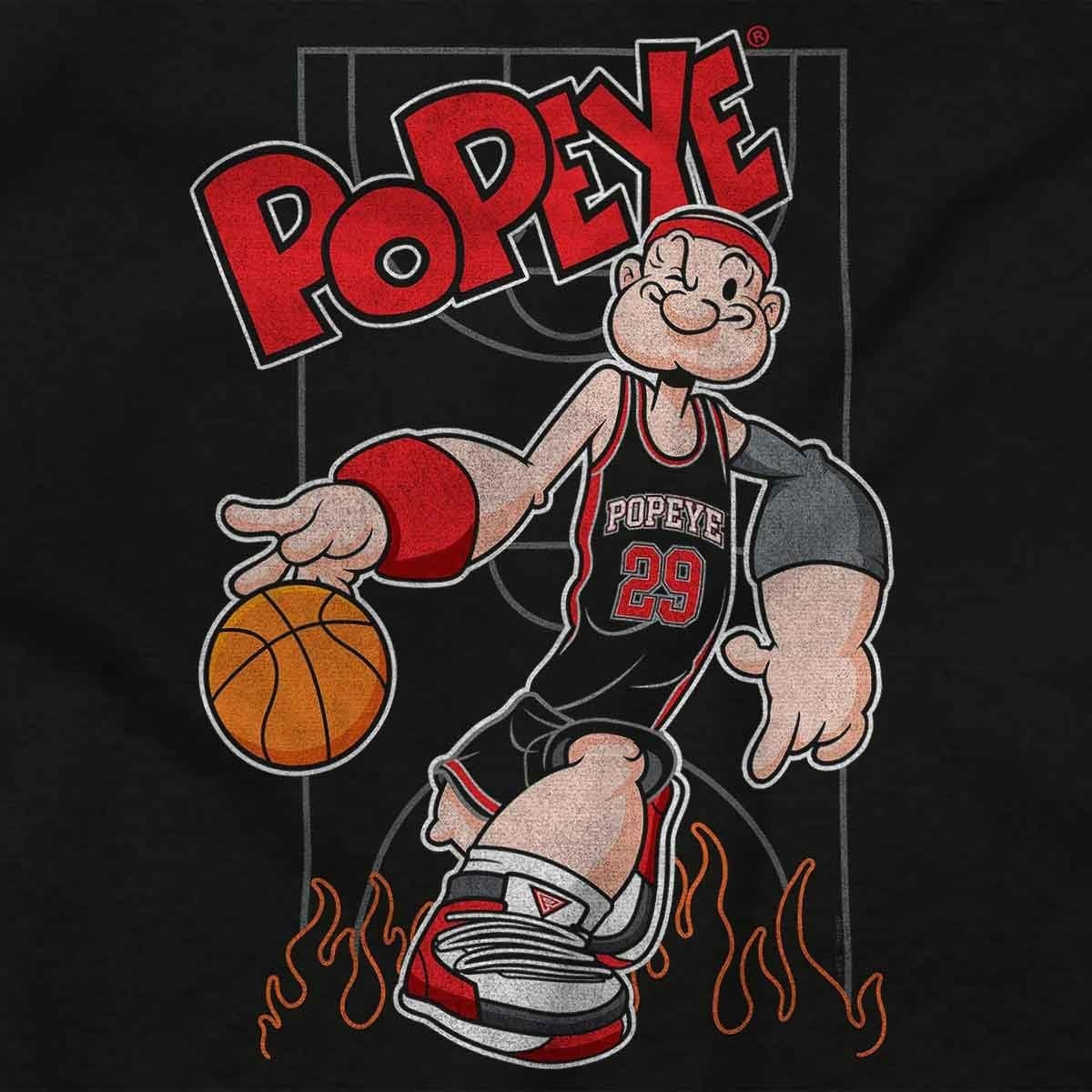 image:imagePopeye Sports Basketball Hoops Team Player Toddler Baby Graphic T ShirtBlack Fire Dribble