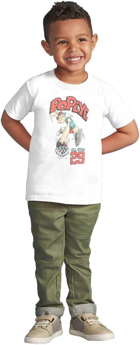 image:imagePopeye Sports Basketball Hoops Team Player Toddler Baby Graphic T ShirtWhite All Star Dunk