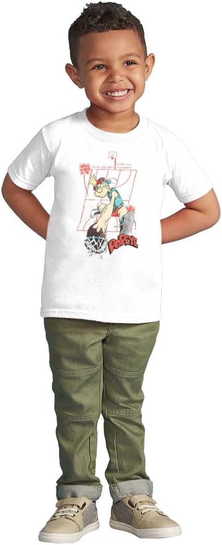 image:imagePopeye Sports Basketball Hoops Team Player Toddler Baby Graphic T ShirtWhite Slam Dunk