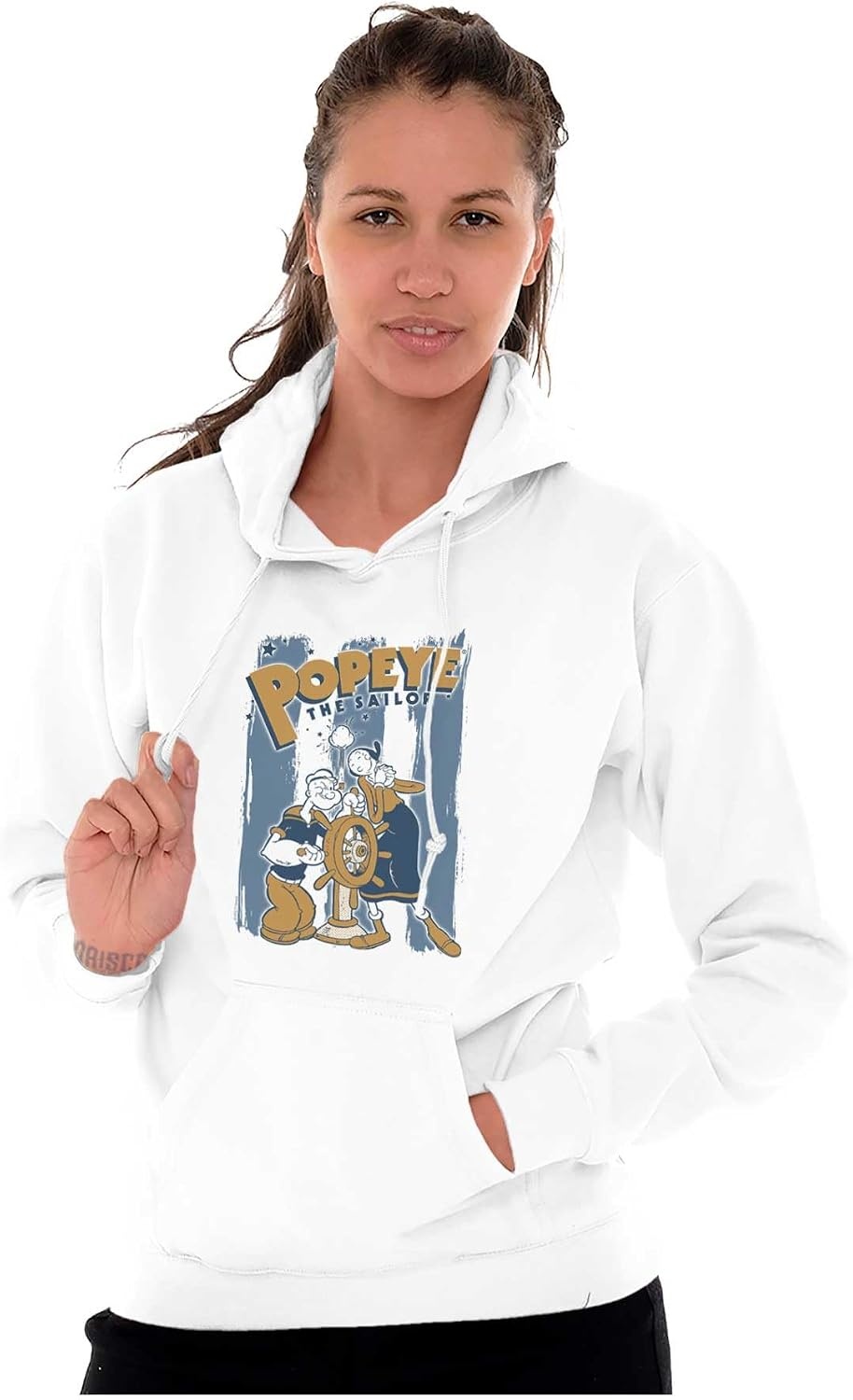 image:imagePopeye The Sailor Man Loves Olive Oyl Hoodie Sweatshirt Women MenWhite