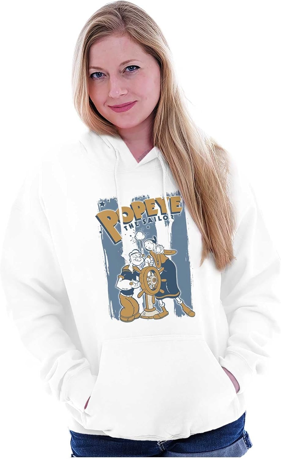 image:imagePopeye The Sailor Man Loves Olive Oyl Hoodie Sweatshirt Women MenWhite