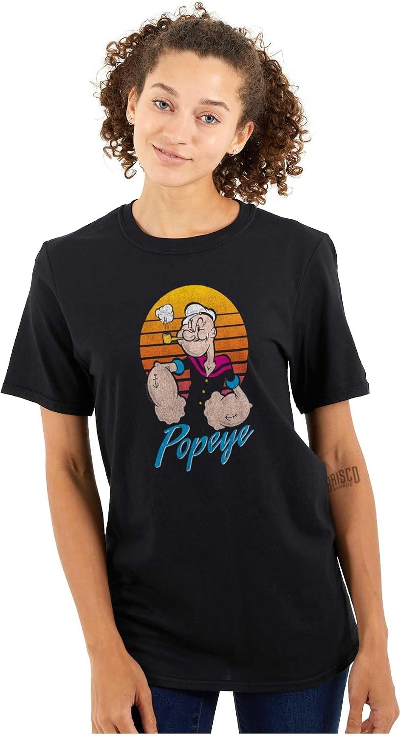 image:imagePopeye The Sailor Man Retro Sunset Graphic T Shirt Men or WomenBlack