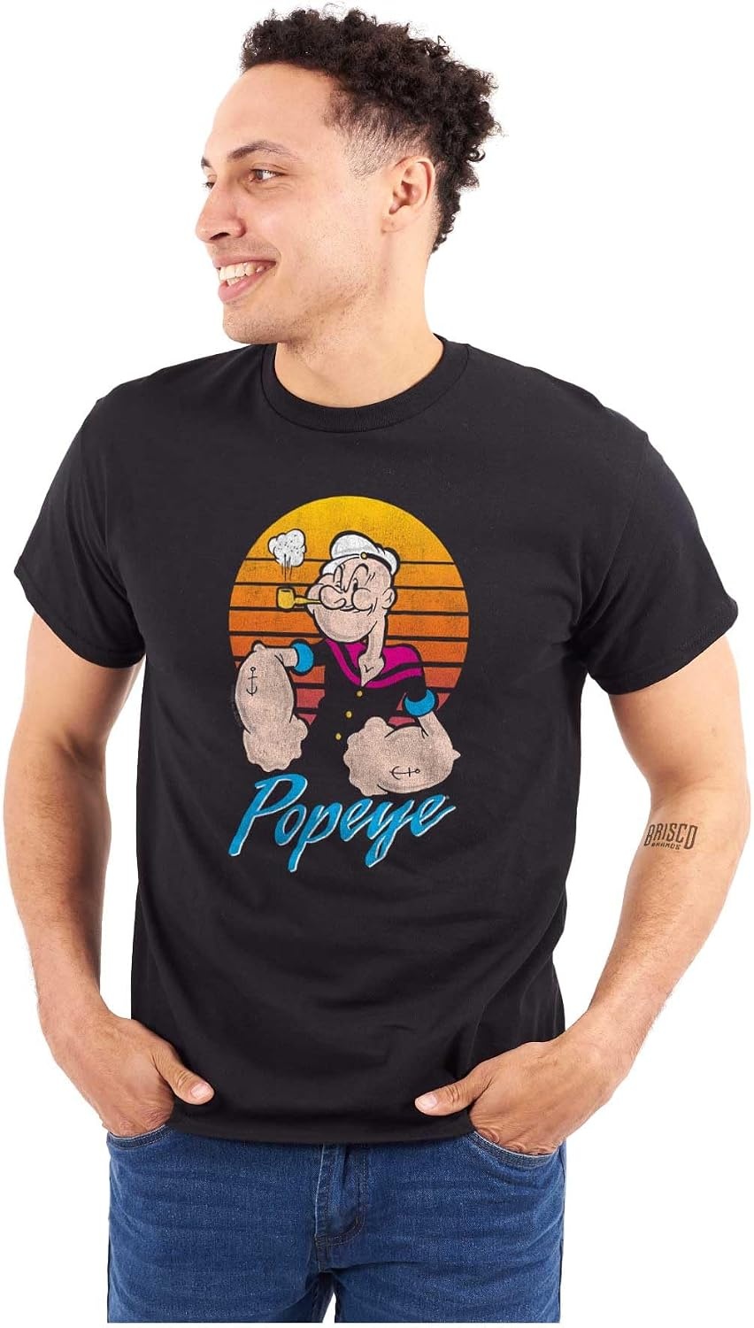 image:imagePopeye The Sailor Man Retro Sunset Graphic T Shirt Men or WomenBlack