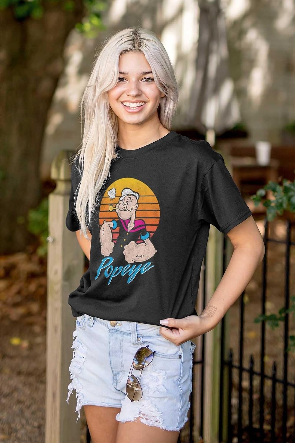 image:imagePopeye The Sailor Man Retro Sunset Graphic T Shirt Men or WomenBlack