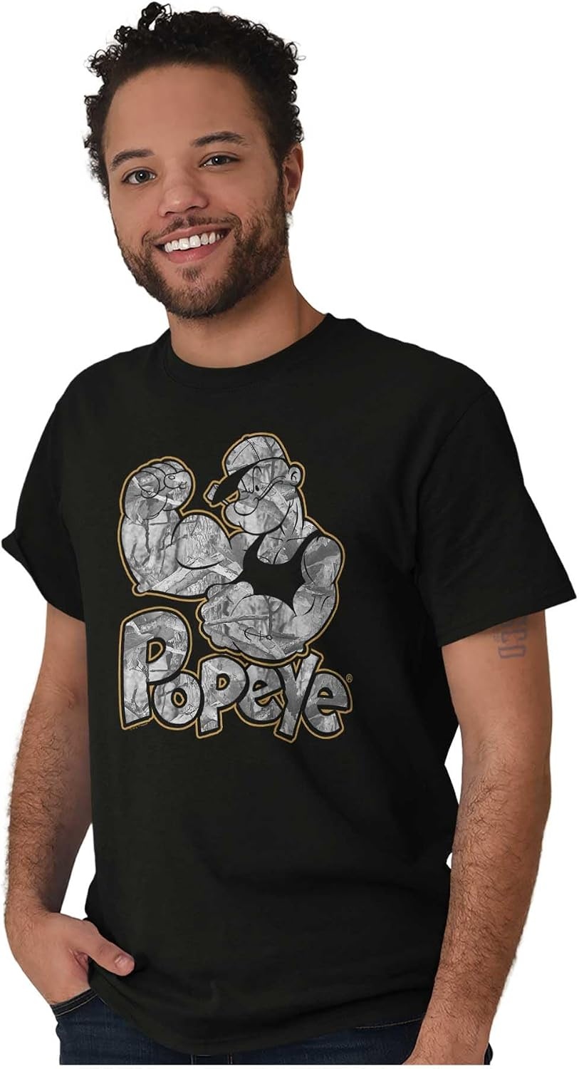 image:imagePopeye Urban Stick and Leaf Camouflage Gym Graphic T Shirt Men or WomenBlack Muscle Flex