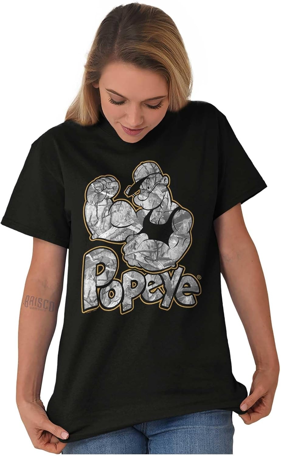 image:imagePopeye Urban Stick and Leaf Camouflage Gym Graphic T Shirt Men or WomenBlack Muscle Flex