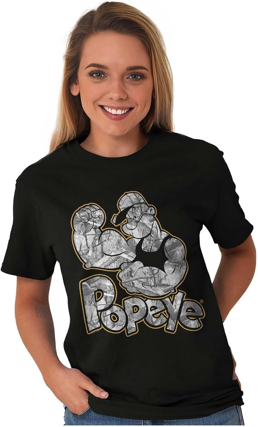 image:imagePopeye Urban Stick and Leaf Camouflage Gym Graphic T Shirt Men or WomenBlack Muscle Flex
