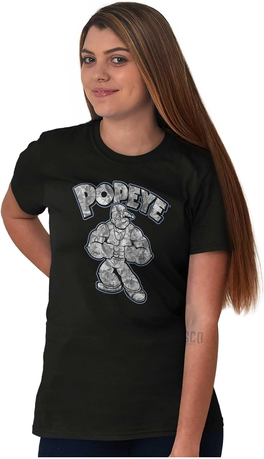 image:imagePopeye Urban Stick and Leaf Camouflage Gym Graphic T Shirt Men or WomenBlack Muscular Sailor Man