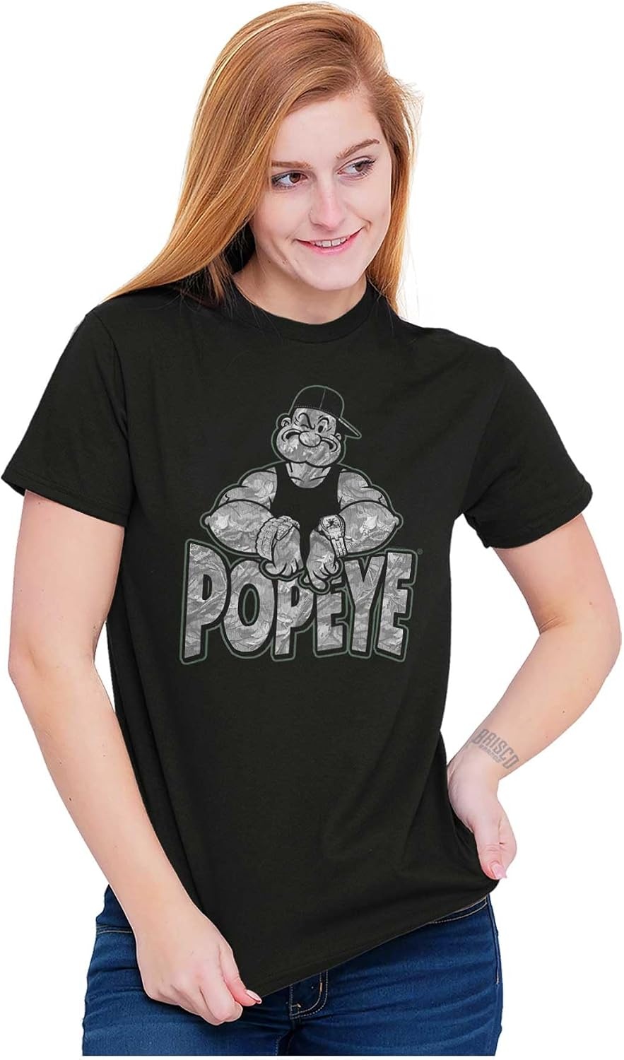 image:imagePopeye Urban Stick and Leaf Camouflage Gym Graphic T Shirt Men or WomenBlack Popeye Bling