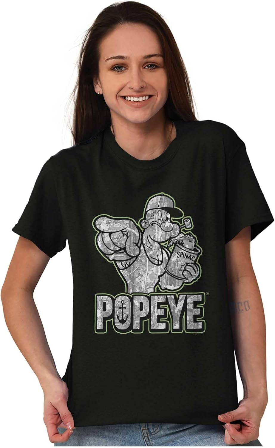 image:imagePopeye Urban Stick and Leaf Camouflage Gym Graphic T Shirt Men or WomenBlack Spinach Point