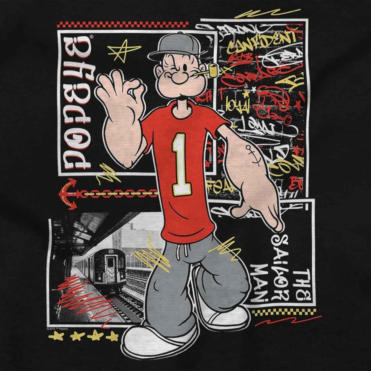 image:imagePopeye Urban Train Station Streetwear Toddler Baby Graphic T ShirtBlack