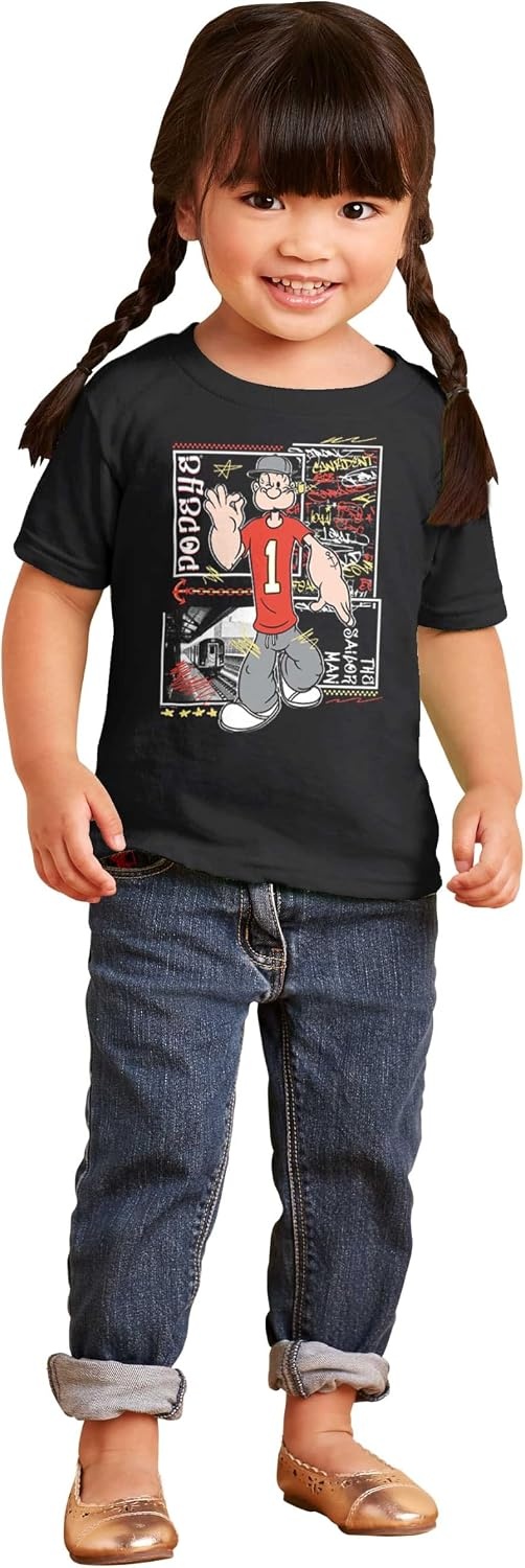 image:imagePopeye Urban Train Station Streetwear Toddler Baby Graphic T ShirtBlack