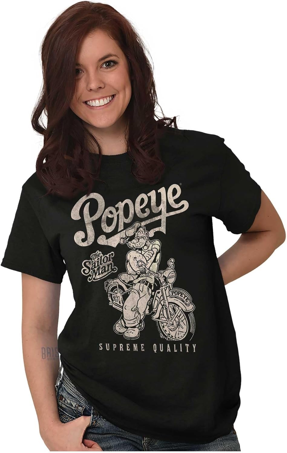 image:imagePopeye Vintage Motorcycle Biker Graphic T Shirt Men or WomenBlack Supreme Biker