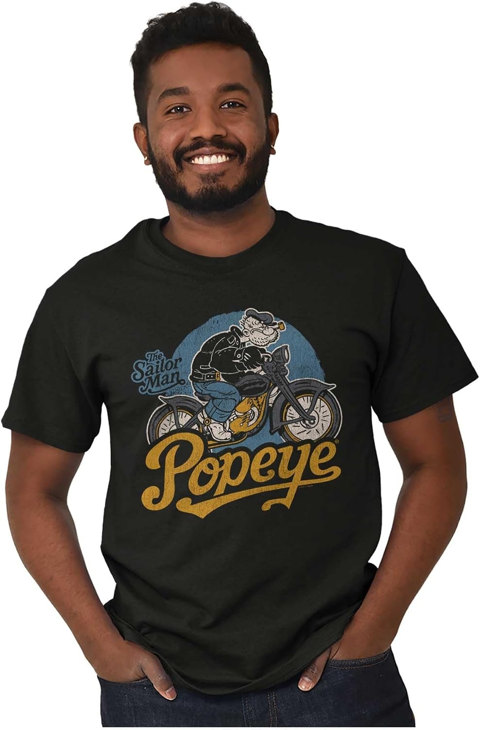 image:imagePopeye Vintage Motorcycle Biker Graphic T Shirt Men or WomenBlack Vintage Biker