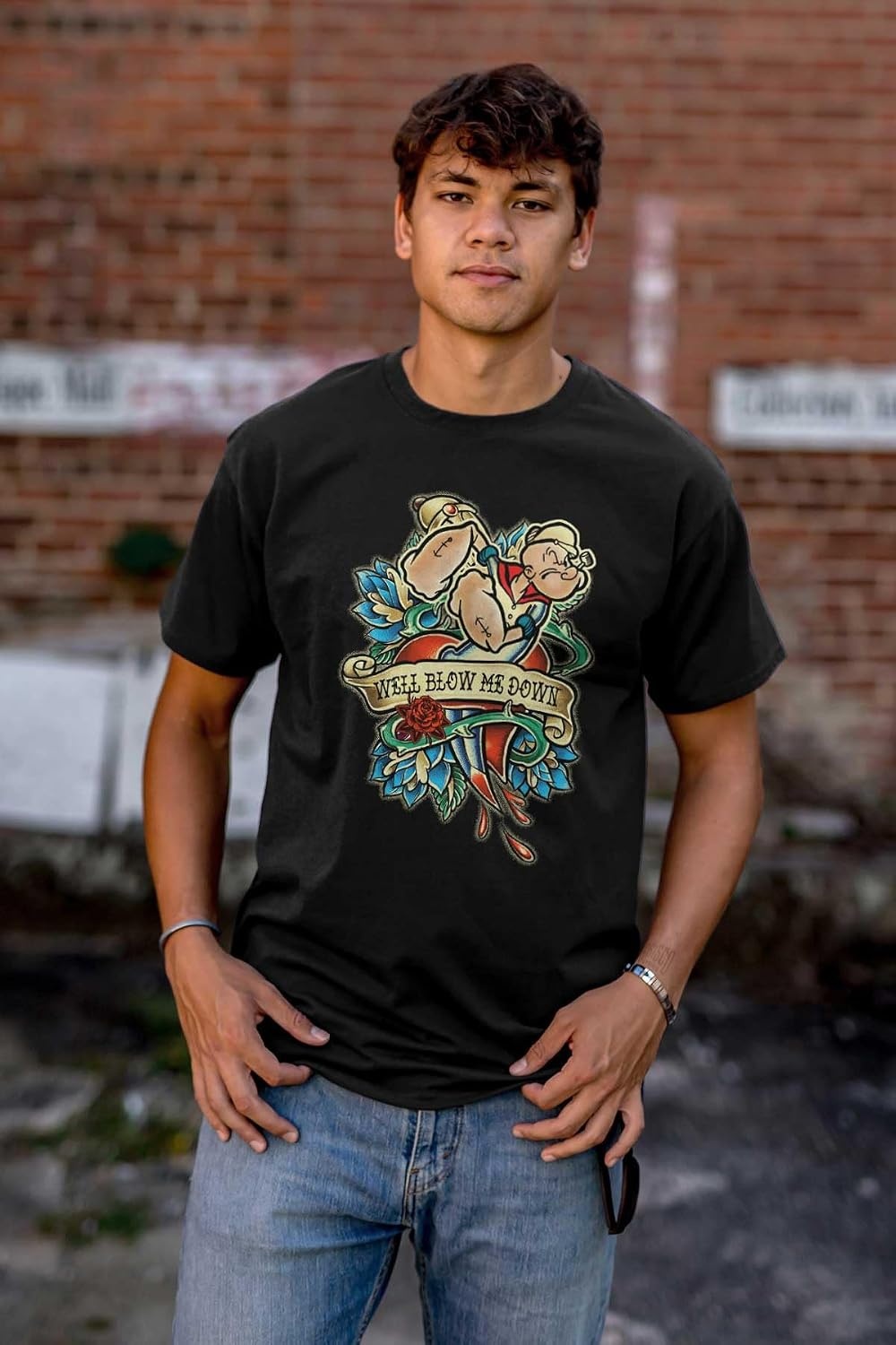 image:imagePopeye Well Blow Me Down Tattoo Graphic T Shirt Men or WomenBlack