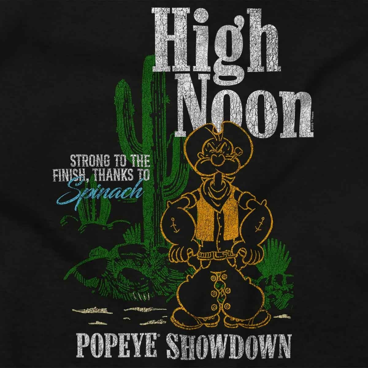 image:imagePopeye Western Desert Cowboy Cartoon Graphic T Shirt Men or WomenBlack High Noon Showdown