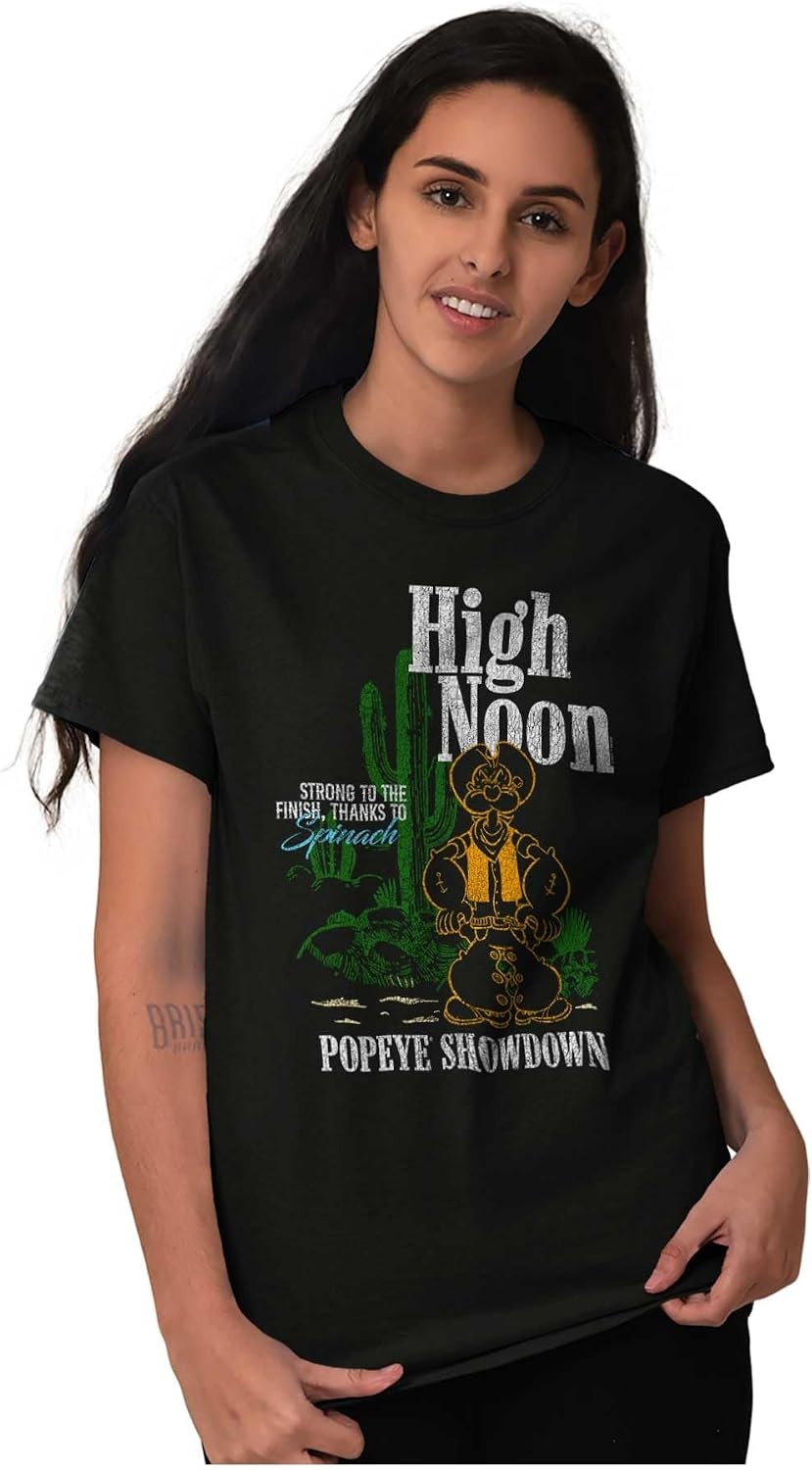 image:imagePopeye Western Desert Cowboy Cartoon Graphic T Shirt Men or WomenBlack High Noon Showdown