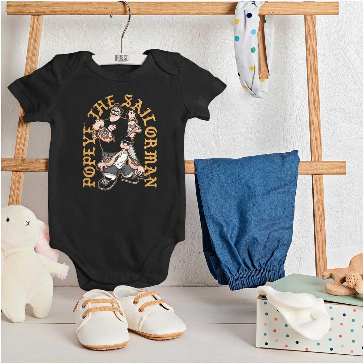 image:imagePopeye and Friends Urban Cholo LA West Coast Baby Romper Boys or GirlsBlack Friends With Attitude