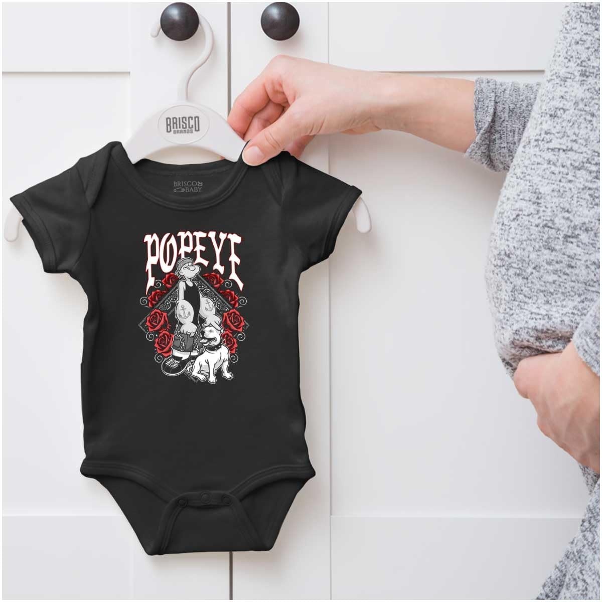 image:imagePopeye and Friends Urban Cholo LA West Coast Baby Romper Boys or GirlsBlack Popeye Bandana