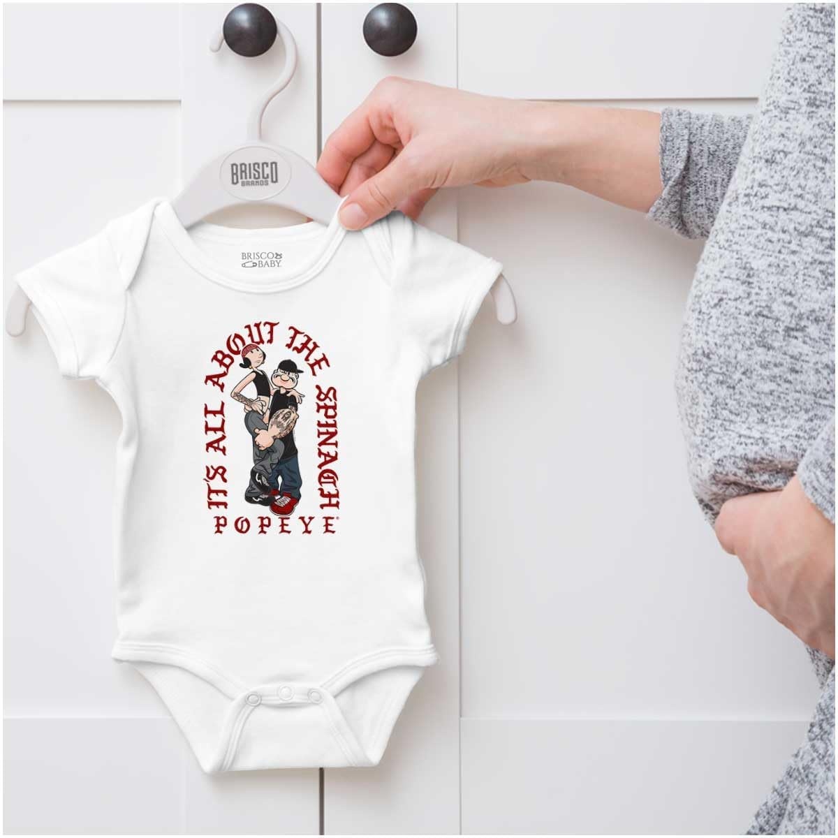 image:imagePopeye and Friends Urban Cholo LA West Coast Baby Romper Boys or GirlsWhite All About the Spinach
