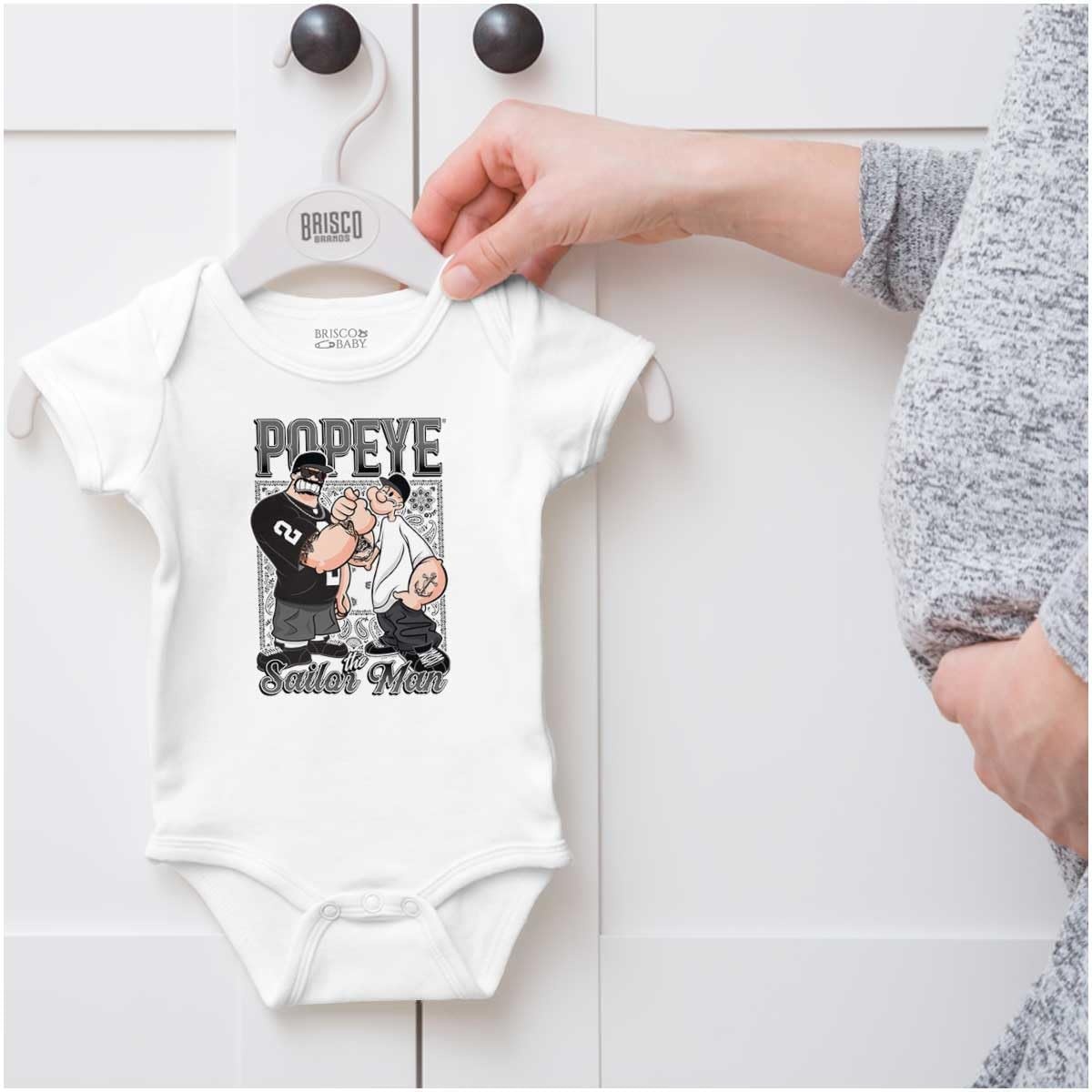 image:imagePopeye and Friends Urban Cholo LA West Coast Baby Romper Boys or GirlsWhite Homie Bandana