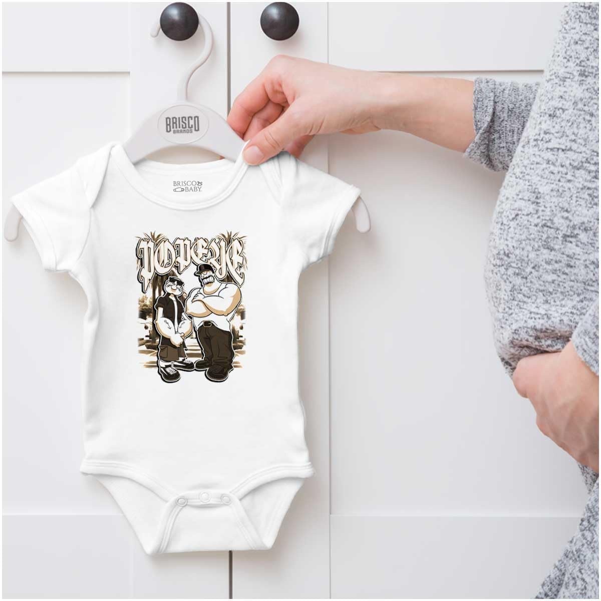 image:imagePopeye and Friends Urban Cholo LA West Coast Baby Romper Boys or GirlsWhite Popeye and Bluto