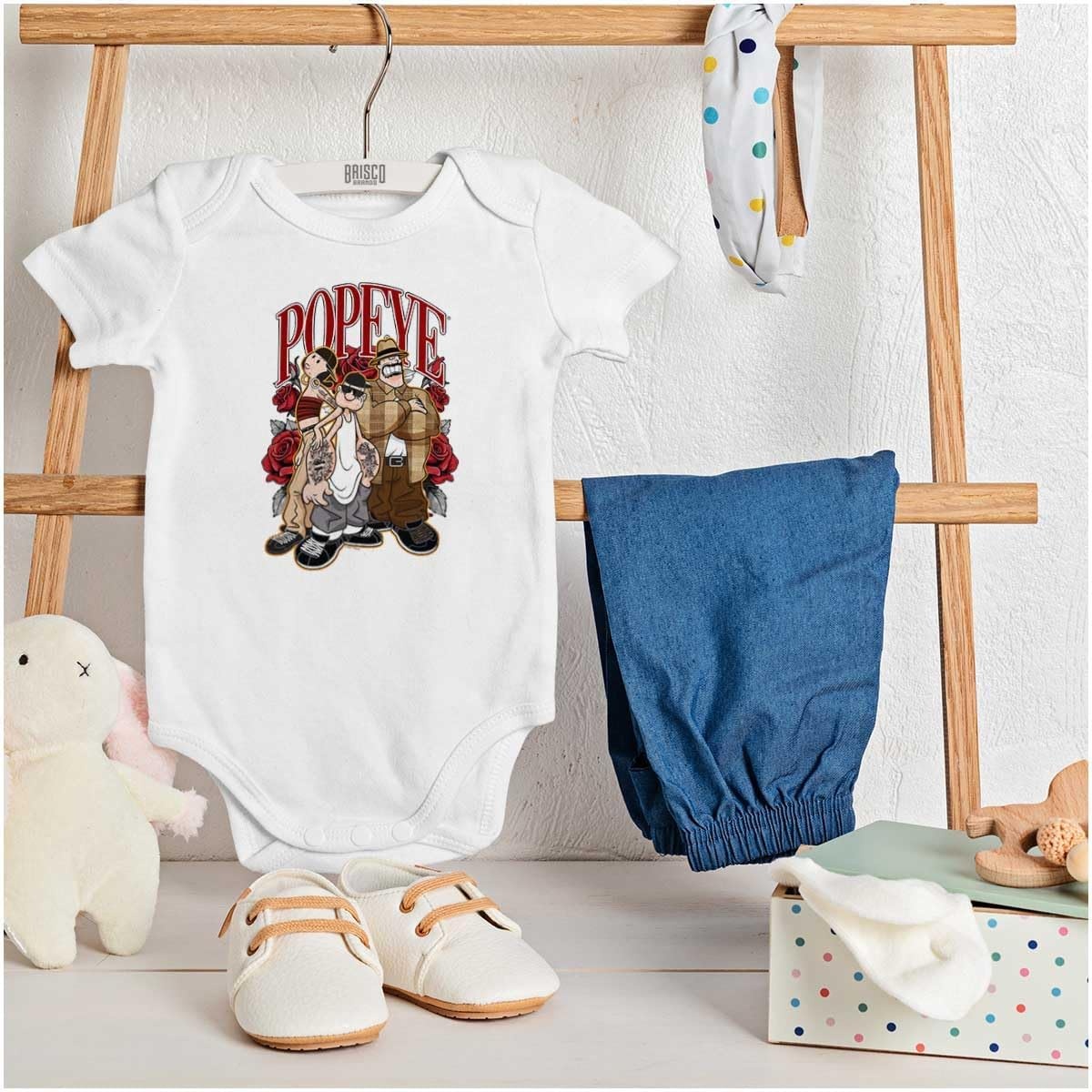 image:imagePopeye and Friends Urban Cholo LA West Coast Baby Romper Boys or GirlsWhite Rose Gang