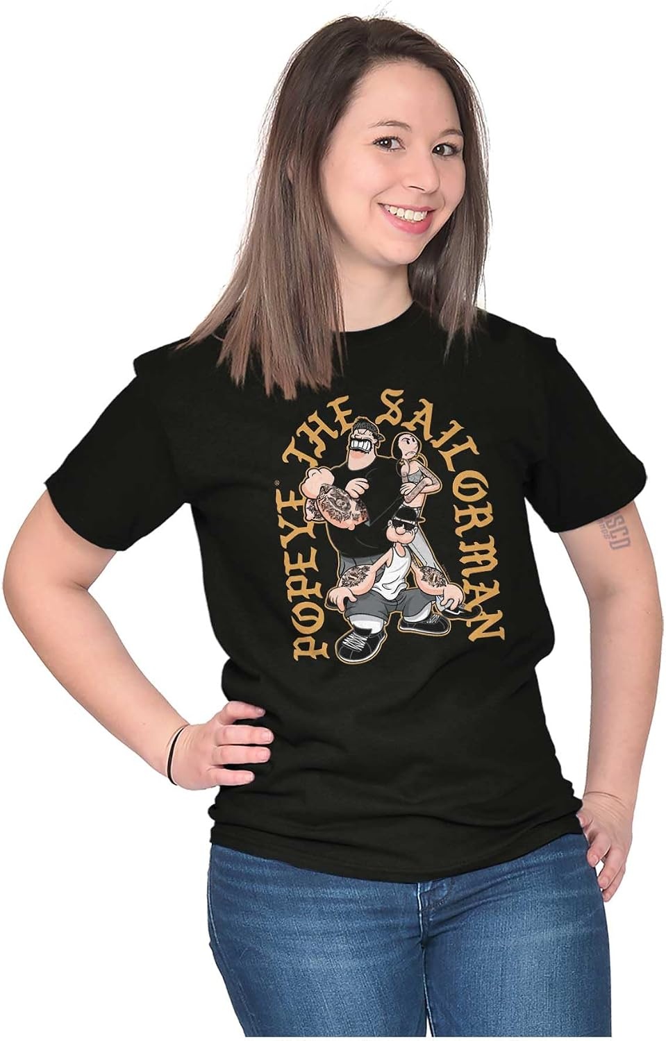 image:imagePopeye and Friends Urban Cholo LA West Coast Graphic T Shirt Men or WomenBlack Friends With Attitude